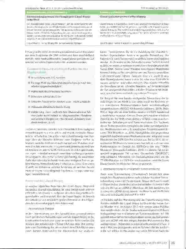 Vorschauseite 3: Das Anwendungspotenzial der Flüssigbiopsie (Liquid Biopsy) in der Klinik