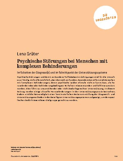 Vorschauseite 1: Psychische Störungen bei Menschen mit komplexen Behinderungen