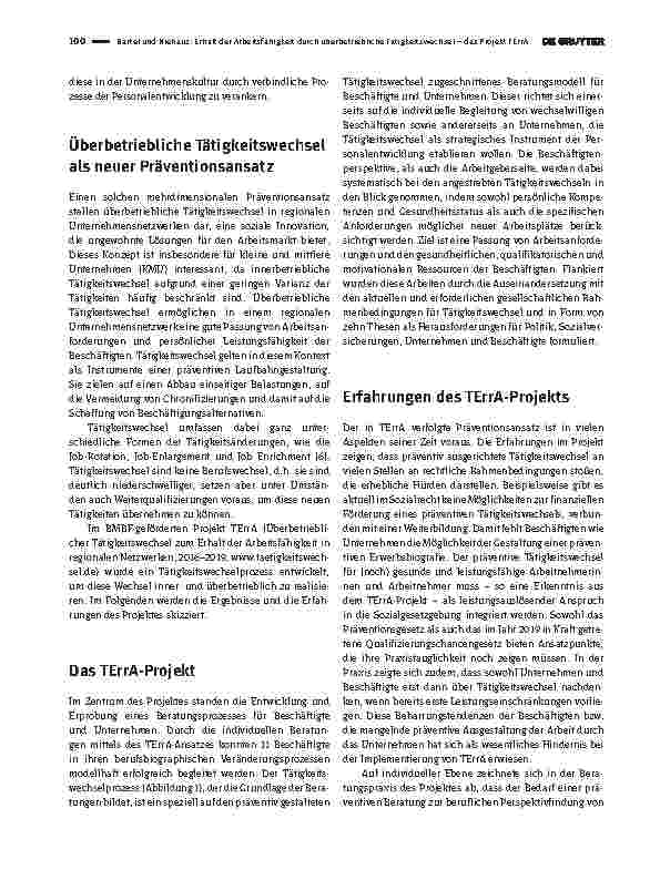 Vorschauseite 2: Erhalt der Arbeitsfähigkeit durch überbetriebliche Tätigkeitswechsel – das Projekt TErrA