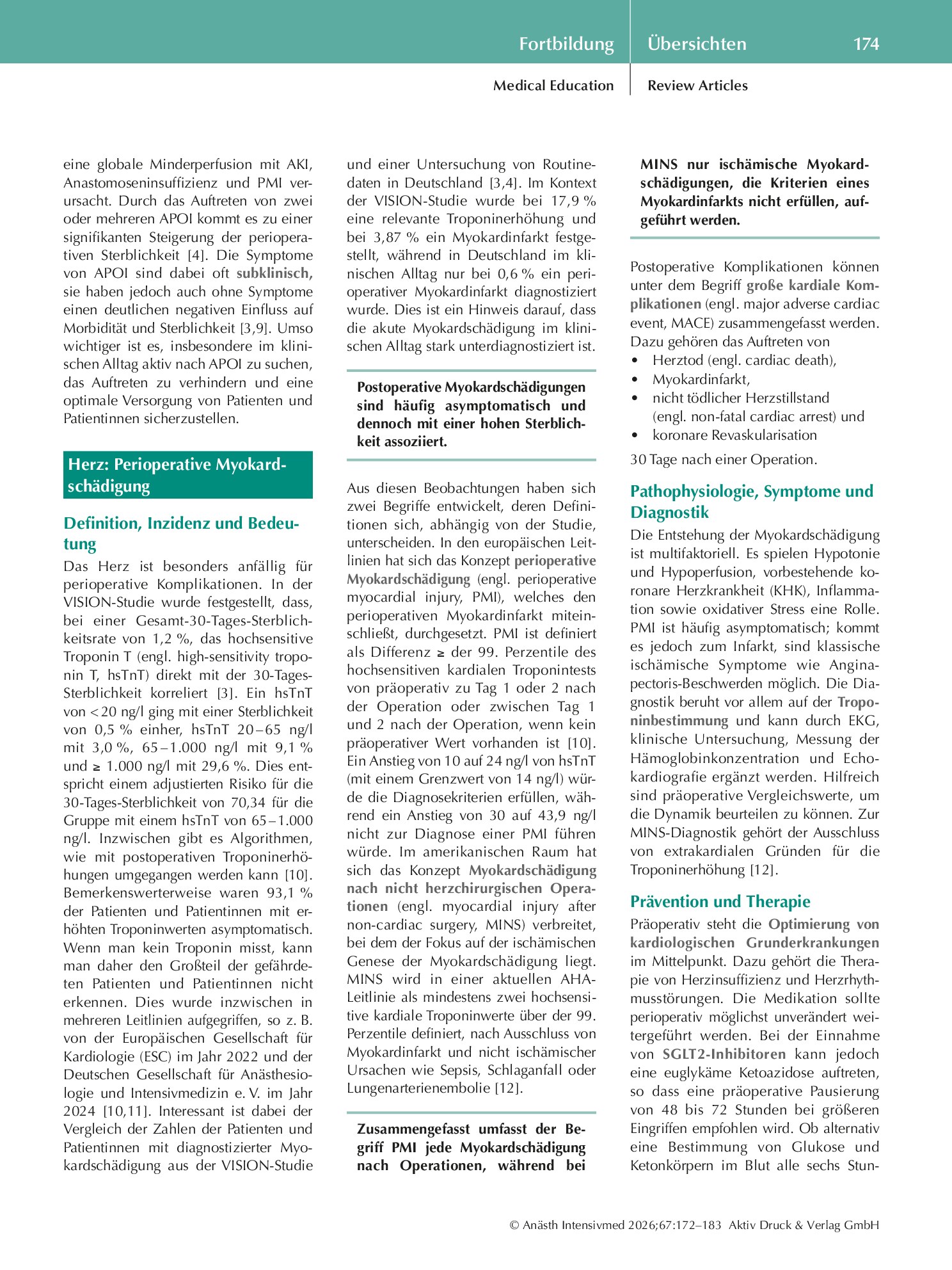 Vorschauseite 3: Akute perioperative Organschädigung – Bedeutung, Diagnostik und Prävention