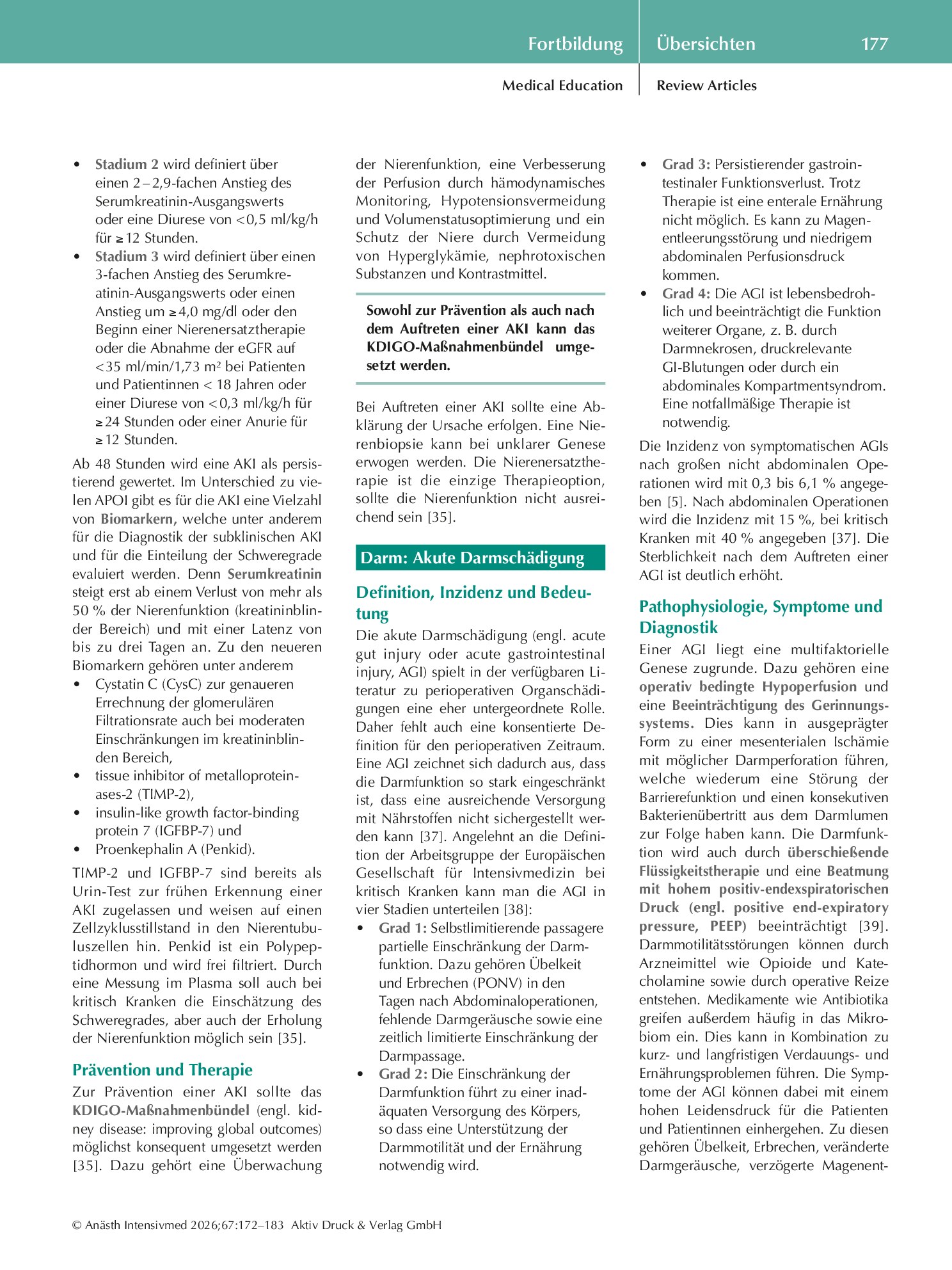 Vorschauseite 6: Akute perioperative Organschädigung – Bedeutung, Diagnostik und Prävention
