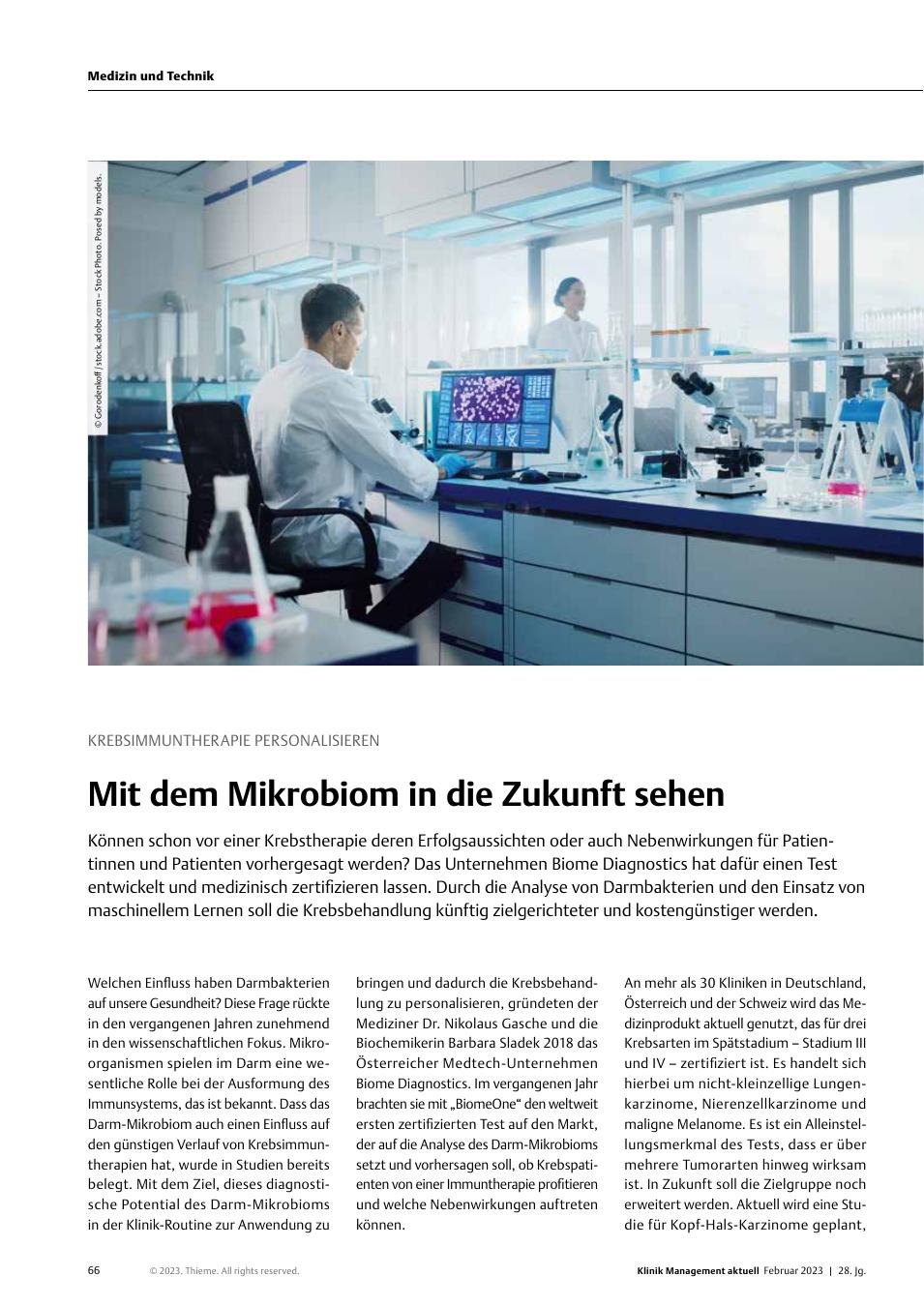 Vorschauseite 1: Krebsimmuntherapie personalisieren: Mit dem Mikrobiom in die Zukunft sehen