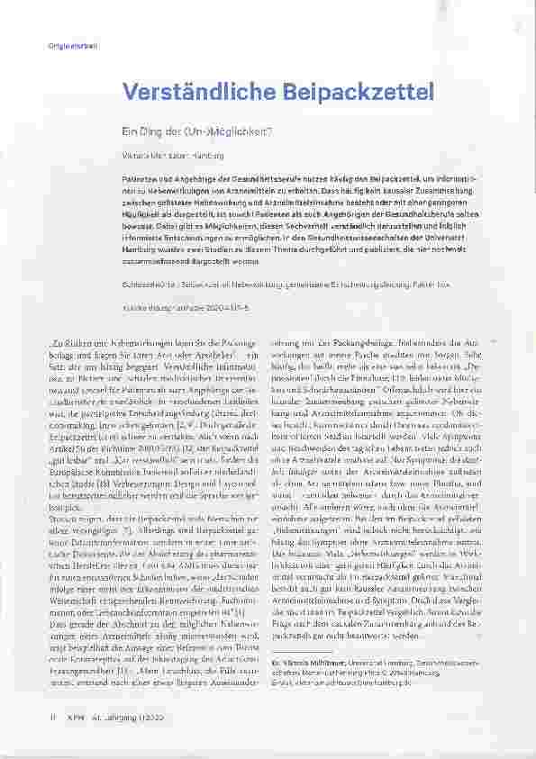 Vorschauseite 1: Verständliche Beipackzettel