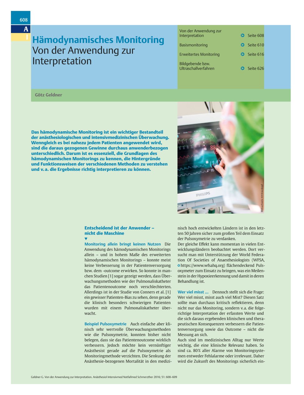 Vorschauseite 1: Hämodynamisches Monitoring - Von der Anwendung zur Interpretation