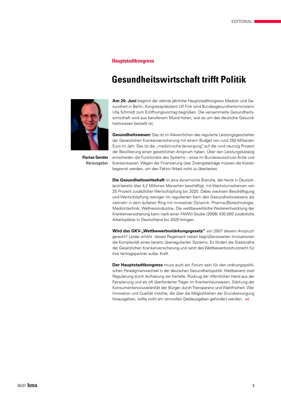 Vorschauseite 1: Gesundheitswirtschaft trifft Politik
