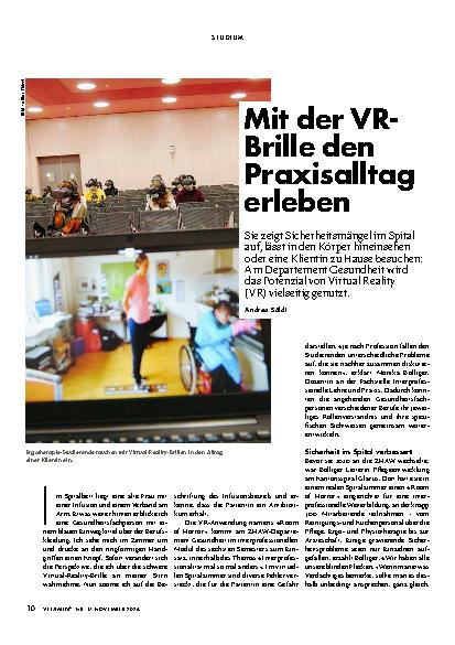 Vorschauseite 1: Mit der VR-Brille den Praxisalltag erleben