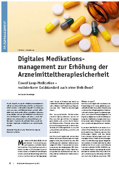 Vorschauseite 1: Digitales Medikationsmanagement zur Erhöhung der Arzneimitteltherapiesicherheit Closed Loop-Medication – realisierbarer Goldstandard auch ohne Unit-Dose?