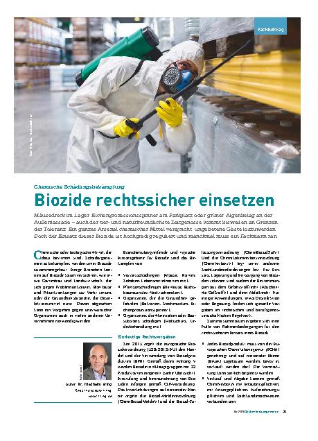 Vorschauseite 1: Chemische Schädlingsbekämpfung Biozide rechtssicher einsetzen