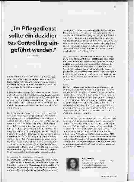 Vorschauseite 1: „Im Pflegedienst sollte ein dezidiertes Controlling eingeführt werden."