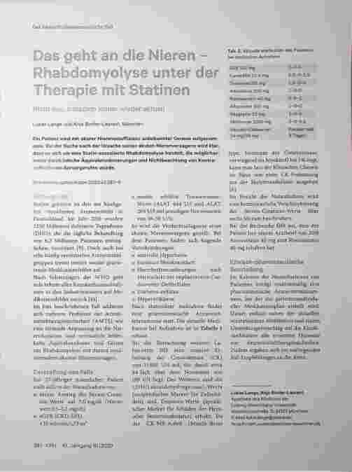 Vorschauseite 1: Das geht an die Nieren - Rhabdomyolyse unter der Therapie mit Statinen