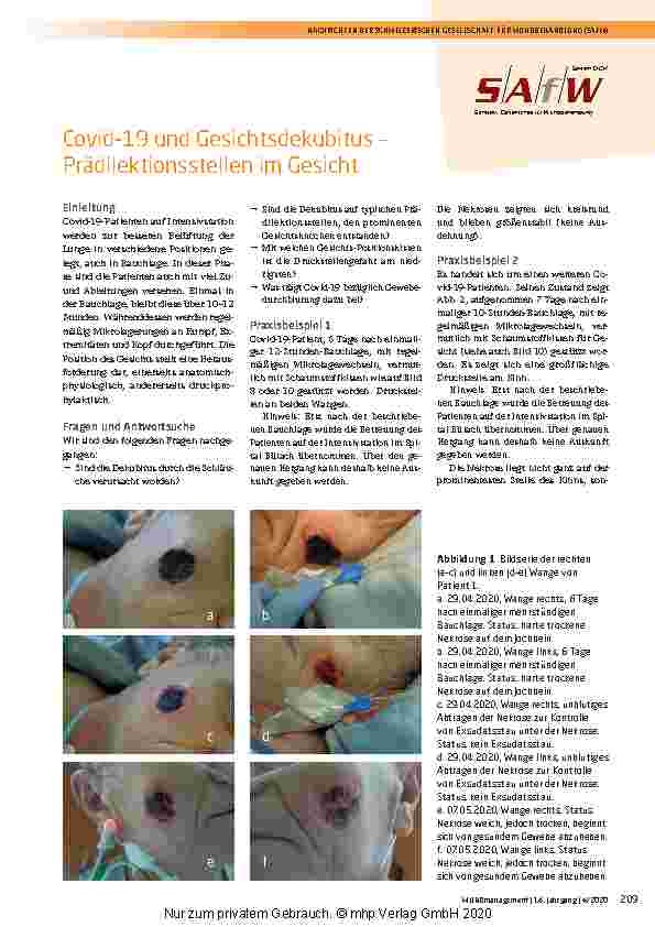 Vorschauseite 1: Covid-19 und Gesichtsdekubitus – Prädilektionsstellen im Gesicht