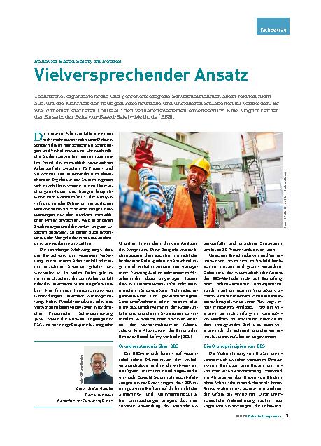 Vorschauseite 1: Behavior Based Safety im Betrieb Vielversprechender Ansatz