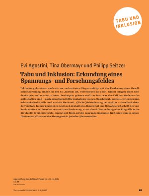 Vorschauseite 1: Tabu und Inklusion: Erkundung eines Spannungsund Forschungsfeldes