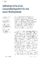 Vorschauseite 1: Schwerpunkte einer Gesundheitspolitik für die neue Wahlperiode