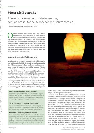 Vorschauseite 1: Mehr als Bettruhe Pflegerische Ansätze zur Verbesserung der Schlafqualität bei Menschen mit Schizophrenie