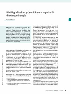 Vorschauseite 1: Die Möglichkeiten grüner Räume - Impulse für die Gartentherapie