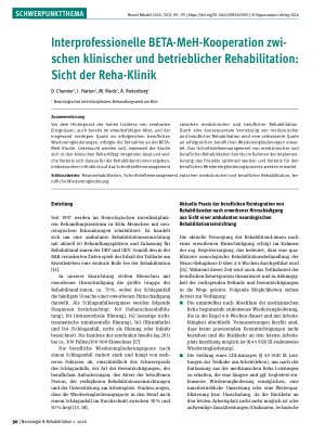 Vorschauseite 1: Interprofessionelle BETA-MeH-Kooperation zwischen klinischer und betrieblicher Rehabilitation: Sicht der Reha-Klinik