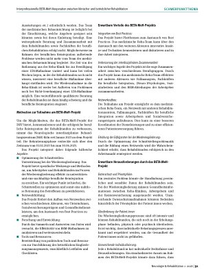 Vorschauseite 2: Interprofessionelle BETA-MeH-Kooperation zwischen klinischer und betrieblicher Rehabilitation: Sicht der Reha-Klinik