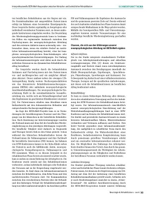 Vorschauseite 4: Interprofessionelle BETA-MeH-Kooperation zwischen klinischer und betrieblicher Rehabilitation: Sicht der Reha-Klinik