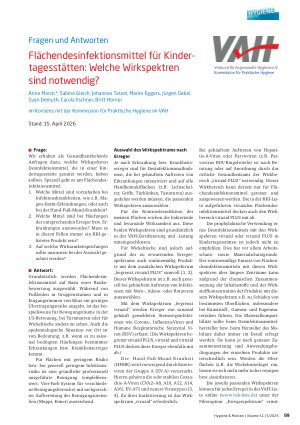 Vorschauseite 1: Flächendesinfektionsmittel für Kindertagesstätten: Welche Wirkspektren sind notwendig?