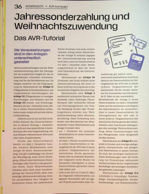 Vorschauseite 1: Jahressonderzahlung und Weihnachtszuwendung Das AVR-Tutorial