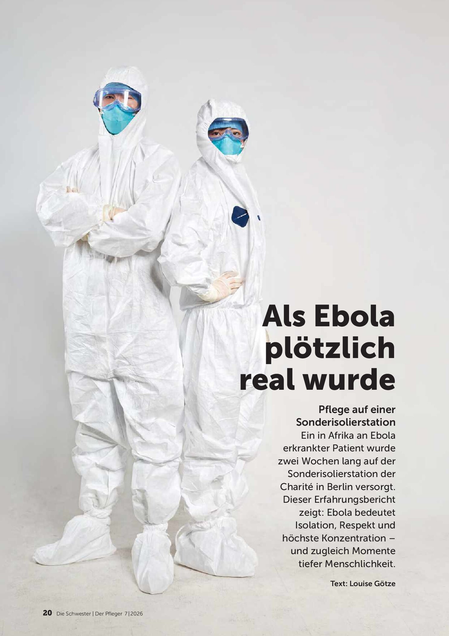 Vorschauseite 1: Als Ebola plötzlich real wurde – Pflege auf einer Sonderisolierstation
