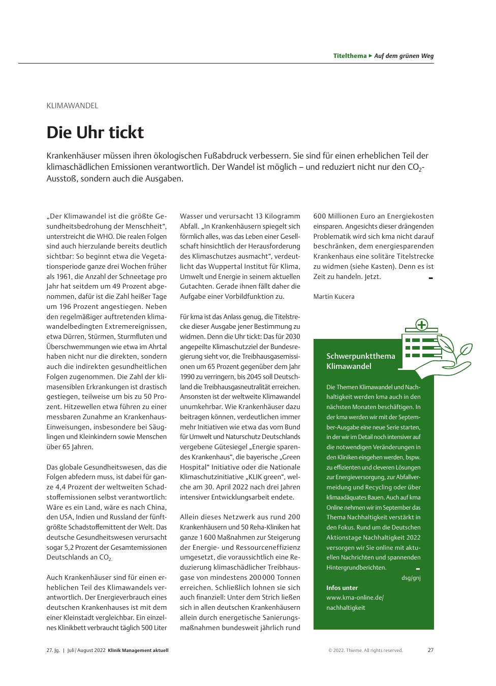Vorschauseite 1: Klimawandel: Die Uhr tickt