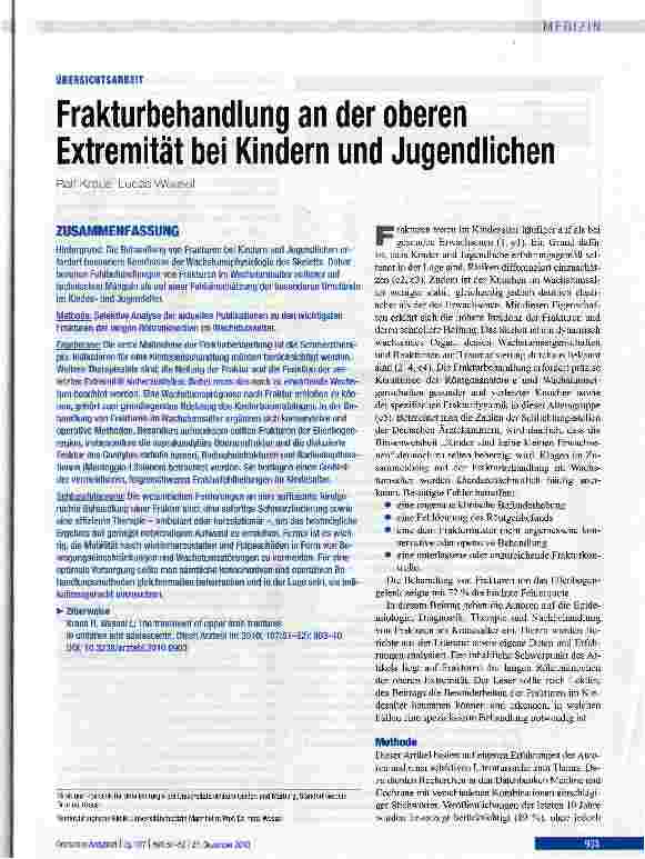 Vorschauseite 1: Frakturbehandlundlung an der oberen Extremität bei Kindern und Jugendlichen