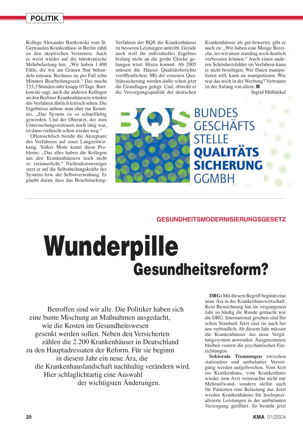 Vorschauseite 1: Wunderpille Gesundheitsreform?