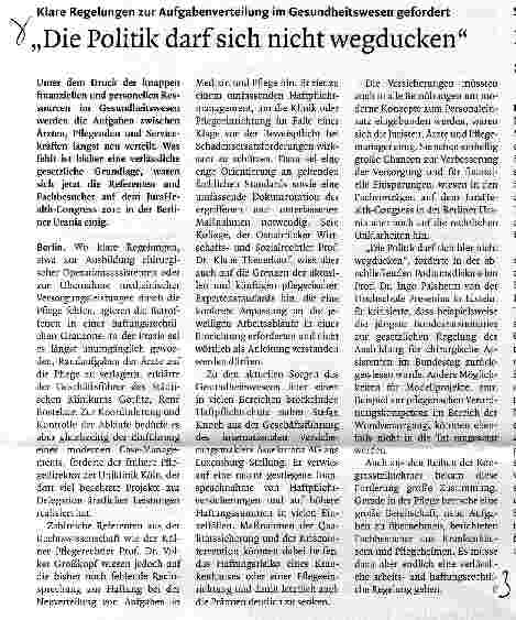Vorschauseite 1: „Die Politik darf sich nicht wegducken