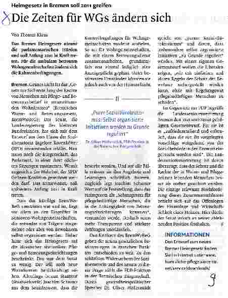 Vorschauseite 1: Zeiten für WGs ändern sich