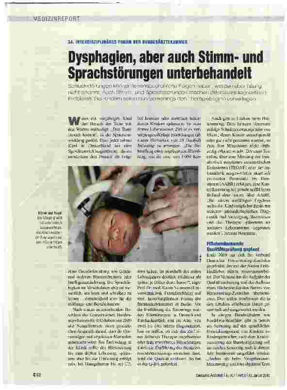 Vorschauseite 1: Dysphagien, aber auch Stimmund Sprachstörungen unterbehandelt