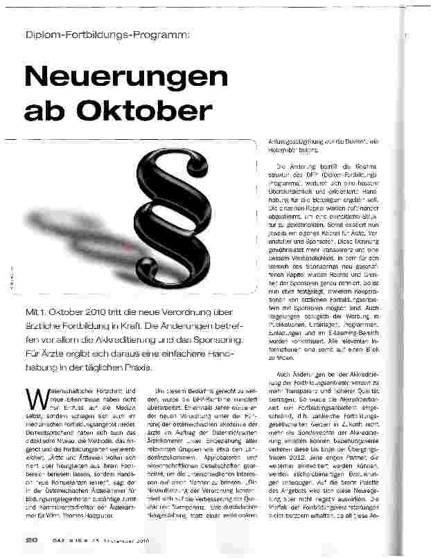 Vorschauseite 1: Neuerungen ab Oktober