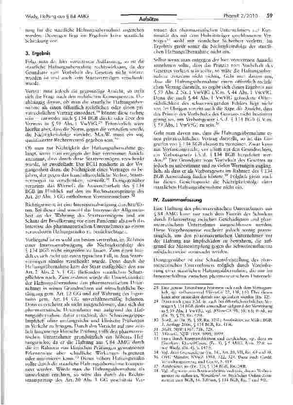 Vorschauseite 4: Keine Haftung aus § 84 AMG bei Schäden, die durch die Massenimpfung gegen die Schweineinfluenza verursacht wurden?