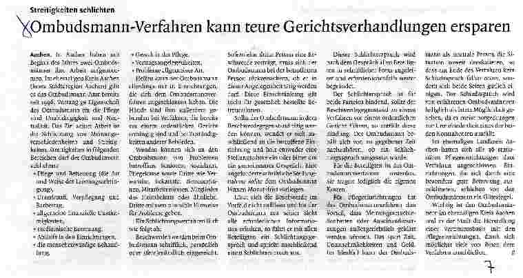 Vorschauseite 1: Ombudsmann-Verfahren kann teure Gerichtsverhandlungen ersparen