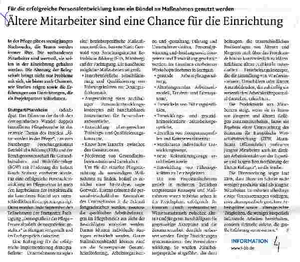 Vorschauseite 1: Ältere Mitarbeiter sind eine Chance für die Einrichtung