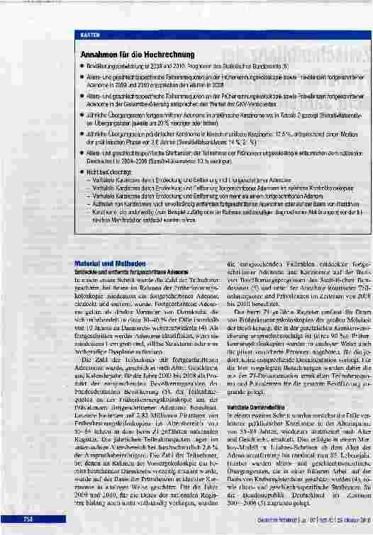 Vorschauseite 2: Zwischenbilanz der Früherkennungskoloskopie nach acht Jahren