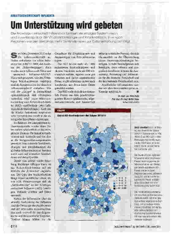 Vorschauseite 1: ARBEITSGEMEINSCHAFT INFLUENZAUm Unterstützung wird gebeten