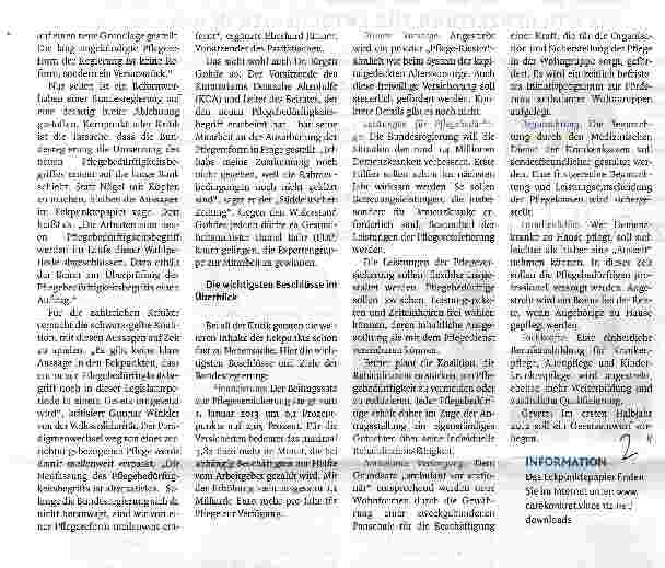 Vorschauseite 2: Schwarz-Gelb bei Pflege gescheitert