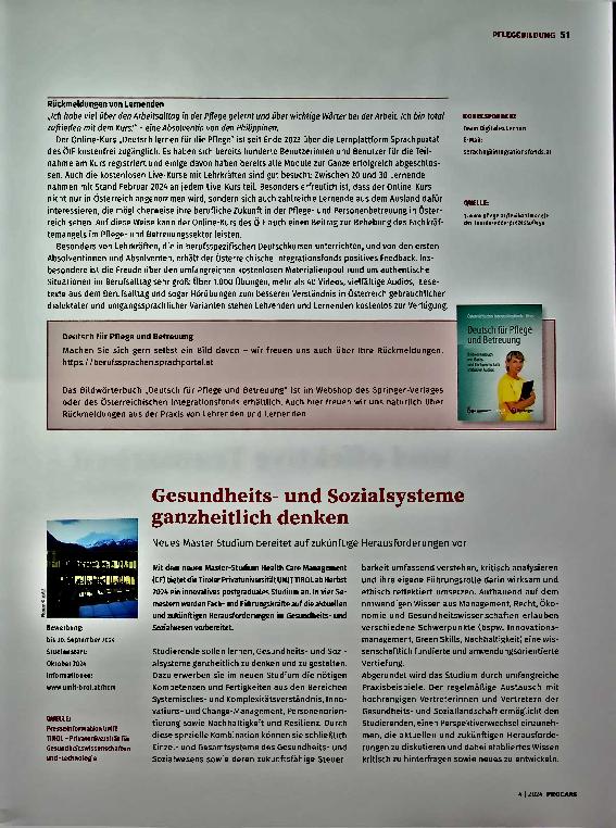 Vorschauseite 4: Zielgenau und flexibel Deutsch lernen. Ein kostenloser Online-Kurs des Integrationsfonds für die Pflege.