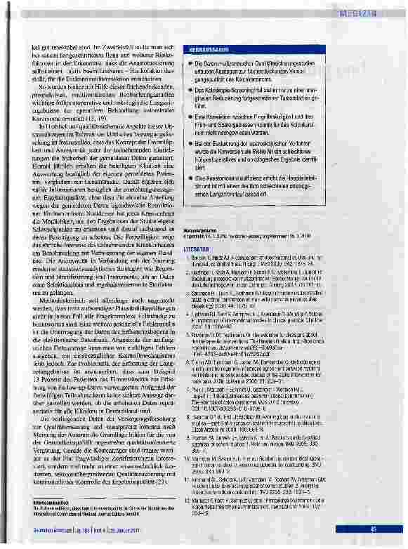 Vorschauseite 5: Versorgung von Patienten mit KolonkarzinomErfassung der Behandlungssituation und Evaluation neuer Operationsverfahren