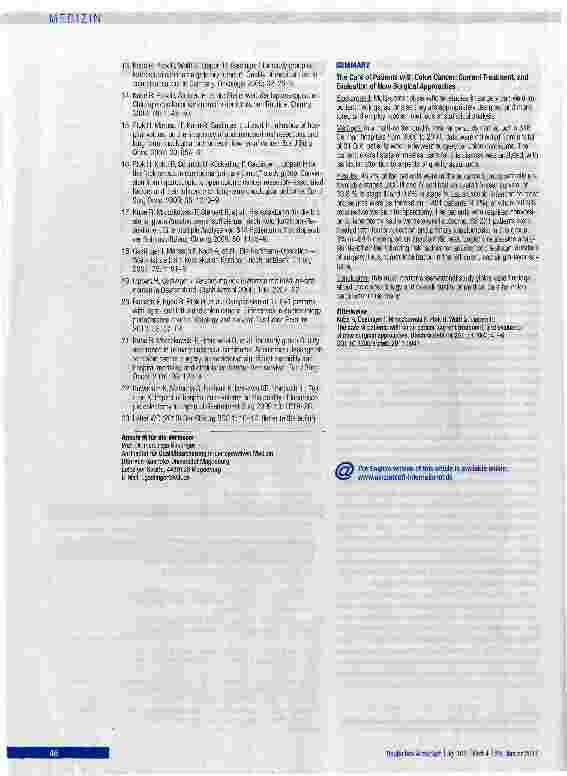 Vorschauseite 6: Versorgung von Patienten mit KolonkarzinomErfassung der Behandlungssituation und Evaluation neuer Operationsverfahren