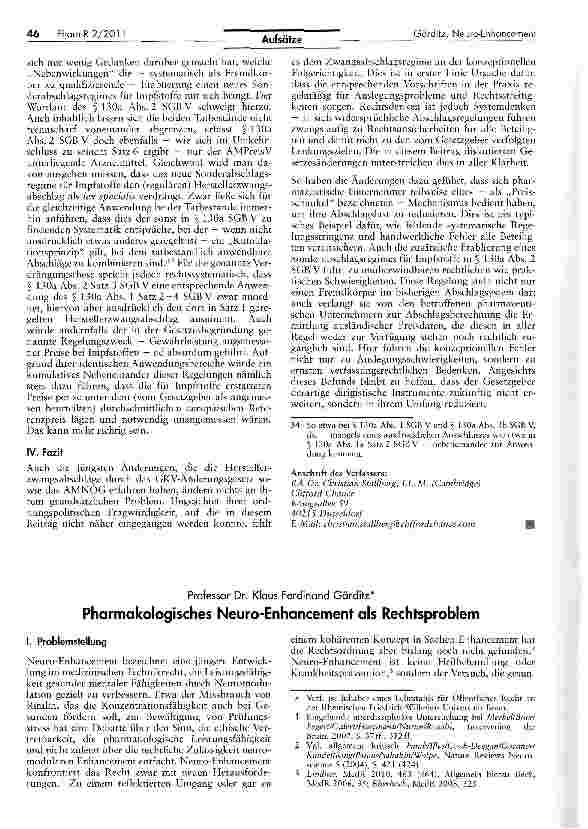 Vorschauseite 1: Pharmakologisches Neuro-Enhancement als Rechtsproblem