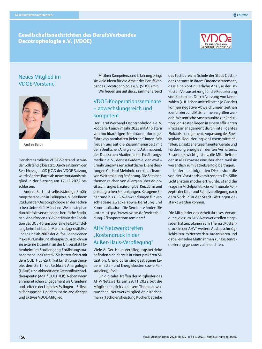 Vorschauseite 1: Neues Mitglied im VDOE-Vorstand