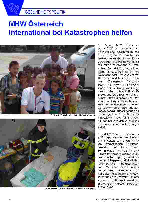 Vorschauseite 1: MHW Österreich International bei Katastrophen helfen