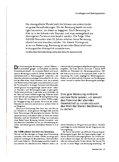 Vorschauseite 2: Es braucht eine koordinierte Betreuungspolitik.