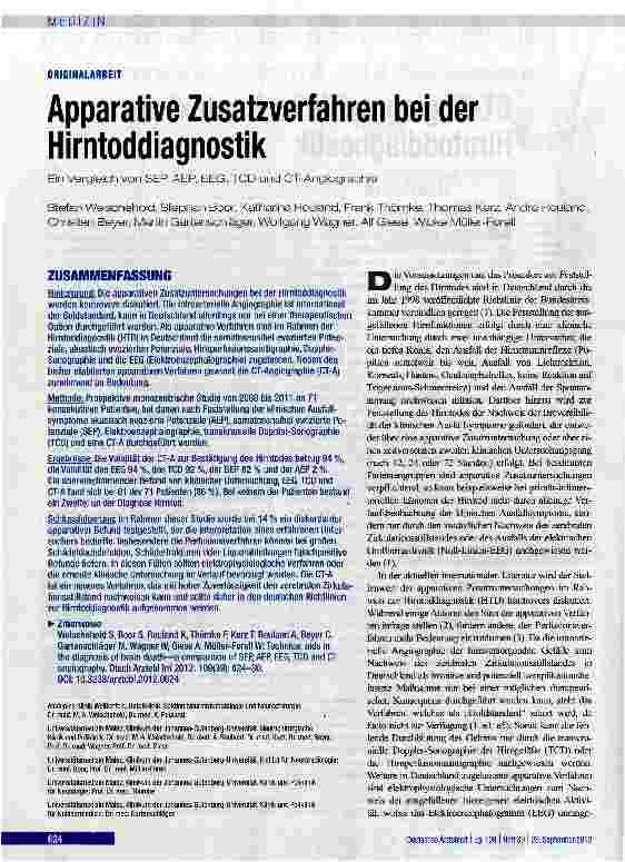 Vorschauseite 1: Apparative Zusatzverfahren bei der Hirntoddiagnostik