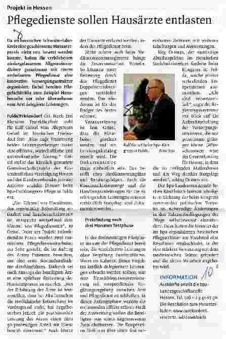 Vorschauseite 1: Pflegedienste sollen Hausärzte entlasten