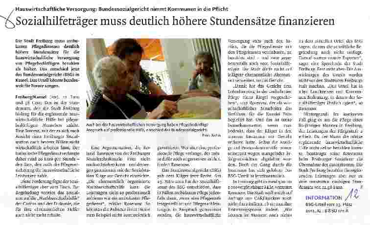 Vorschauseite 1: Sozialhilfeträger muss deutlich höhere Stundensätze finanzieren