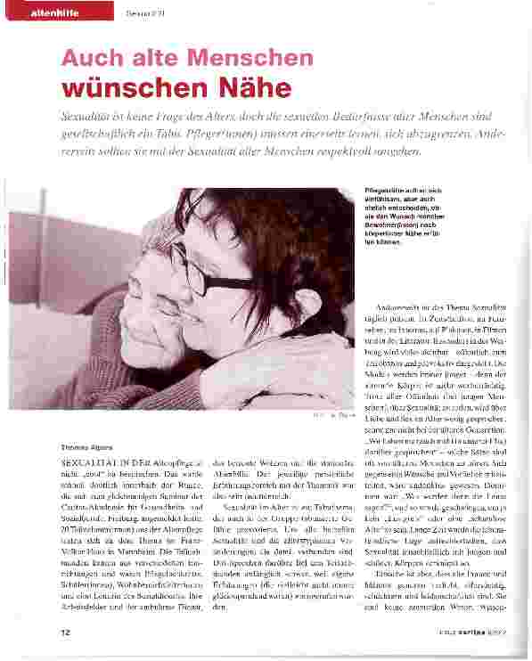 Vorschauseite 1: Auch alte Menschen wünschen Nähe